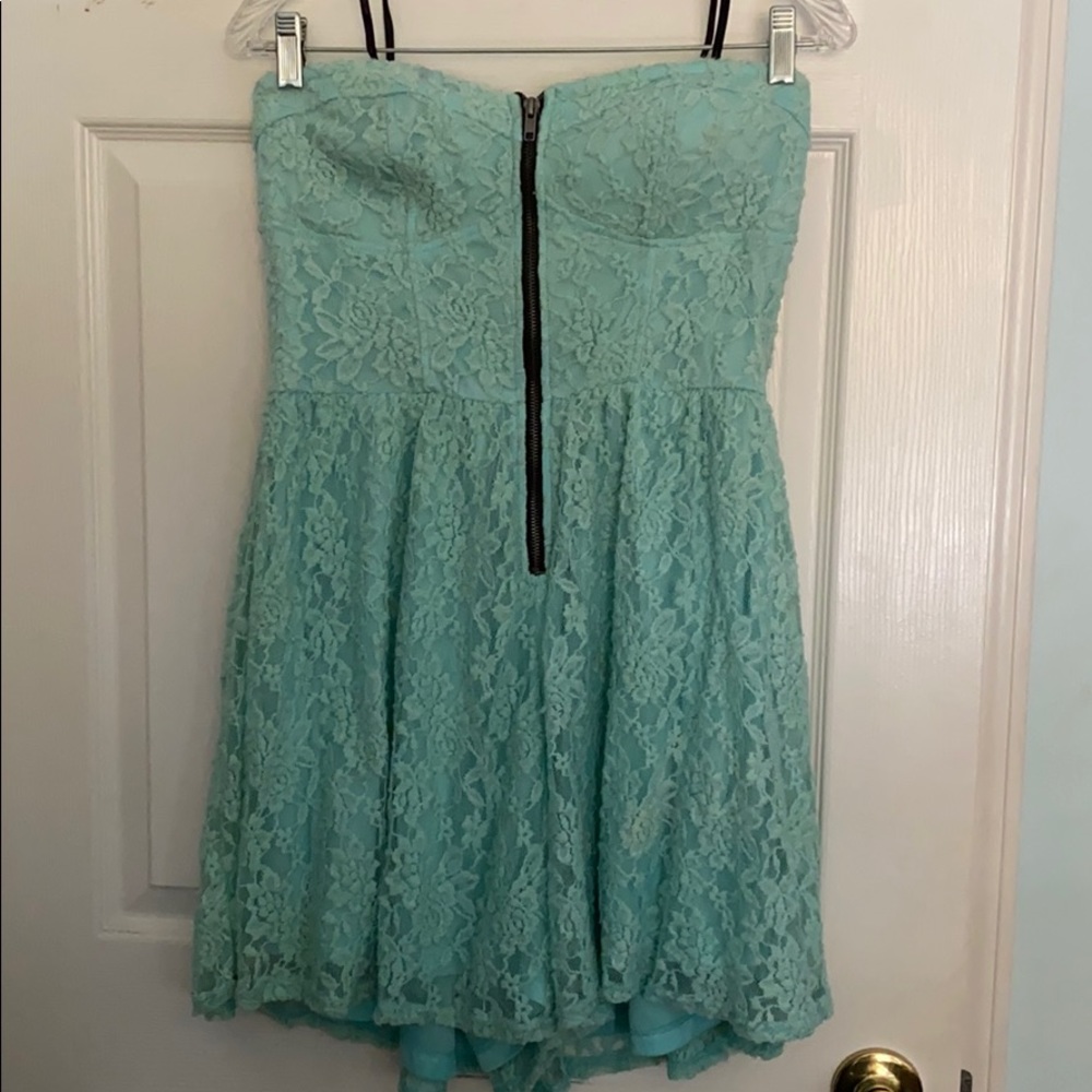 Material Girl Tiffany Blue Lace Romper